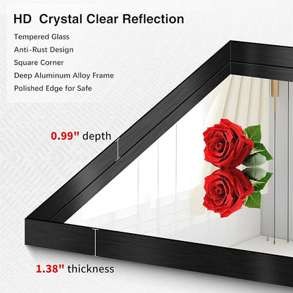 Black Bathroom Mirror, 30x36 Inch Rectangular Framed Mirror, Large Wall Mounted