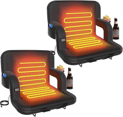 DEKEMASTER Heated Stadium Seats for Bleachers with Back Support, Portable Bleacher Chairs with Back and Cushion, 6 Adjustable Positions Pdded Bleacher Seat for Sport Events Camping