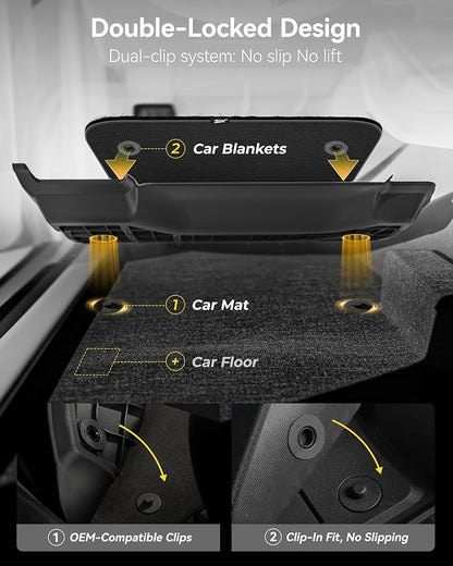 3W Floor Mats with First Row Carpets for Toyota Tacoma 2016-2023, TPE Floor Liner Thickened Carpet with Safety Locks and Driver Heel Pad fit Tacoma Cars Accessory(Only for Double Cab and Automatic)