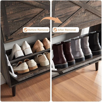 Shoe Storage Cabinet, Farmhouse Shoe Organizer