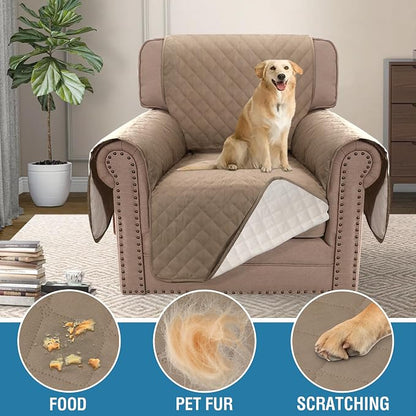 H.VERSAILTEX 100% Waterproof Couch Cover Chair Sofa Slipcover Furniture Protector for Pets Kids Children Dog Cat with Non-Skid Backing (Chair, French Oak)