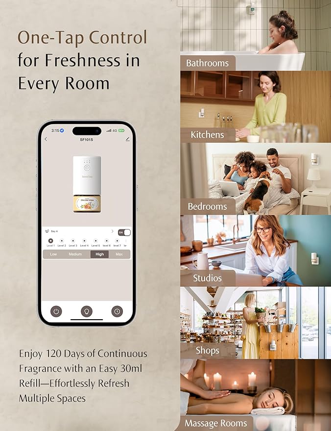 SF101 Waterless Plug-in Air Freshener, 100% Plant-Based Ultrasonic Diffuser