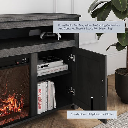 BELLEZE 58" Farmhouse Fireplace TV Stand