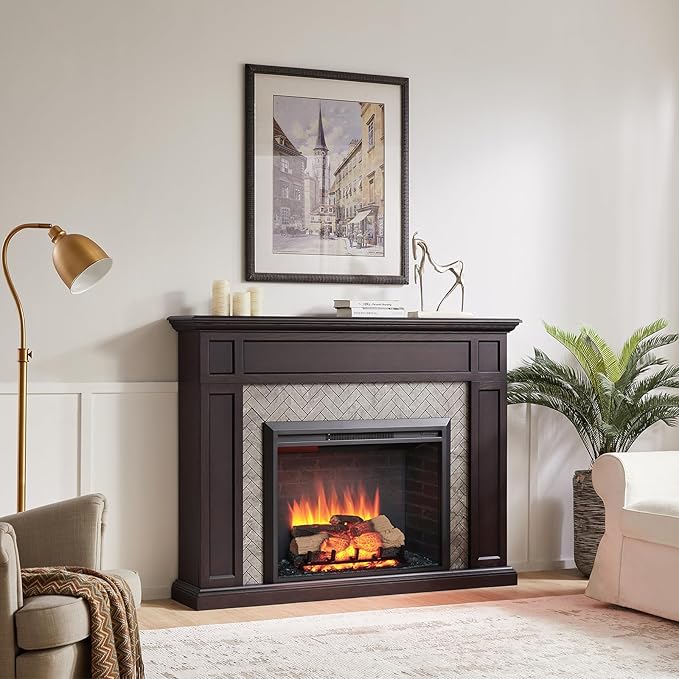 LegendFlame Carl 35" W Electric Fireplace Insert, Fireplace Heater 750/1500W
