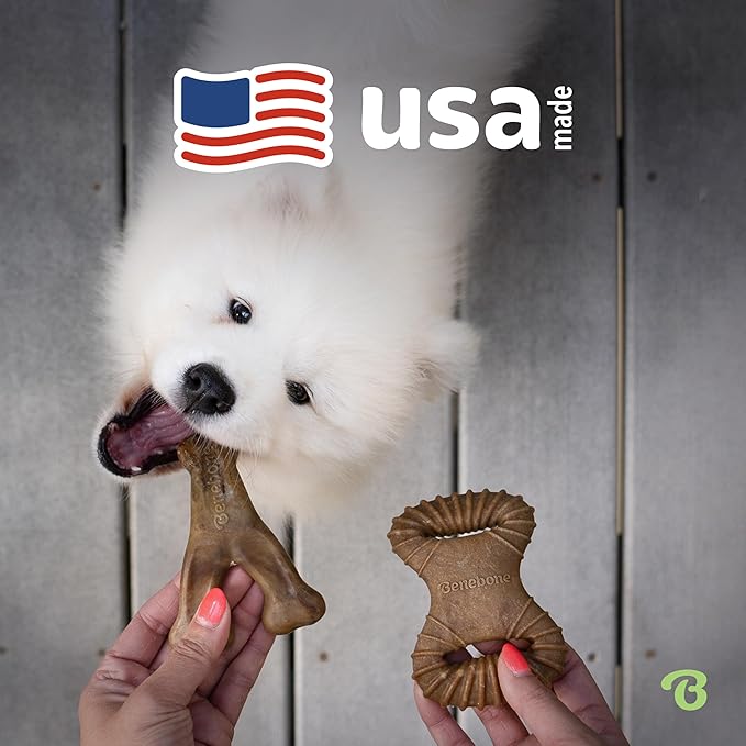 Benebone 2-pack Wishbone/Dental Durable Dog Chew Toys, Dog Toys for Aggressive Chewers, Real Bacon, Made in USA, Medium