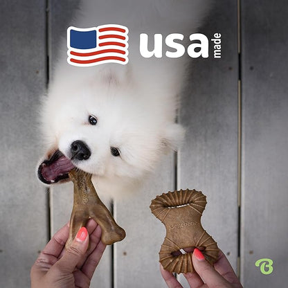 Benebone 2-pack Wishbone/Dental Durable Dog Chew Toys, Dog Toys for Aggressive Chewers, Real Bacon, Made in USA, Medium