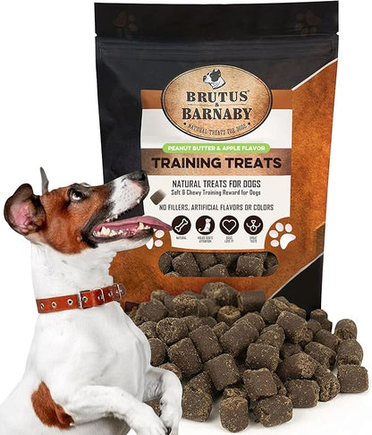 BRUTUS & BARNABY Training Treats for Dogs - Peanut Butter & Apple - All-Natural Healthy Low Calorie Vegan Treat - Great to Use for Rewards in Training Your Puppy Or Dog