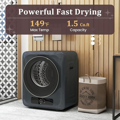 Auertech 1.5 Cu.Ft Portable Clothes Dryer, 850 W Front Load Electric Dryer