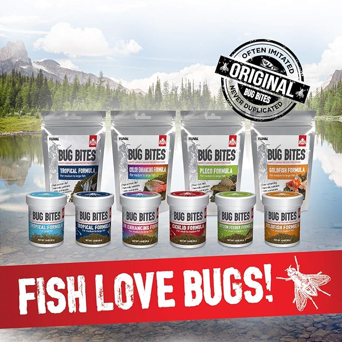 Fluval Bug Bites Color Enhancing Fish Food for Tropical Fish, Granules for Medium to Large Sized Fish, 4.4 oz. (Pack of 2)