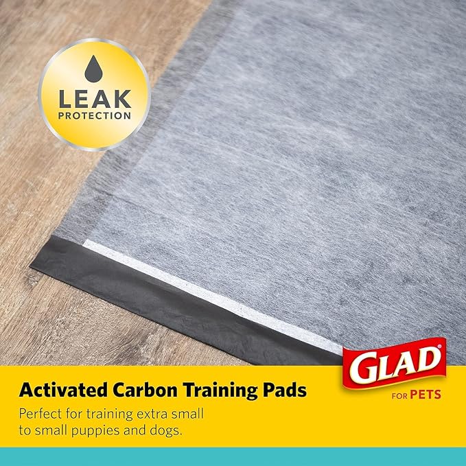 Glad for Pets Black Charcoal Puppy Pads - Super Absorbent Disposable Dog Pee Pads, Potty Training Pads, and Pet Supplies - Grey Dog Pee Pads for Crate Training and Indoor Use 17.5" x 23.5" - 120 Count