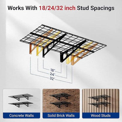 FLEXIMOUNTS 2-Pack 2x4ft 24-inch-by-48-inch Wall Shelf Garage Storage Rack Wall