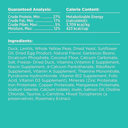 BIXBI Rawbble Dry Dog Food, Duck, 4 lbs - USA Made with Fresh Meat - No Meat Meal & No Corn, Soy or Wheat - Freeze Dried Raw Coated Dog Food - Minimally Processed for Superior Digestibility