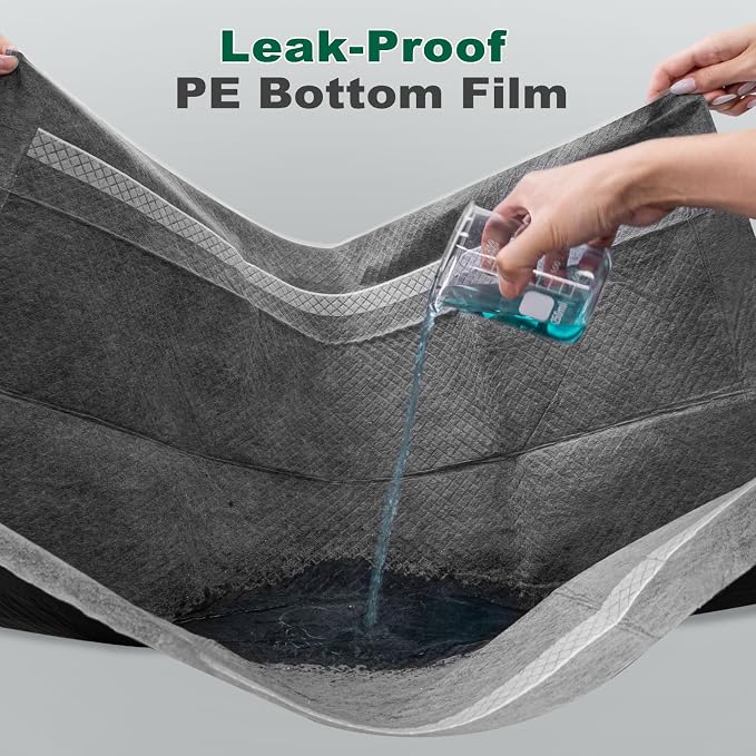 MIZOK Pee Pads for Dogs Charcoal, 28x30in Large Wee Wee Pads for Dogs, Superior Odor Protection, Super Absorbent & Leak-Proof, Puppy Pads with Adhesive Tabs, Thick & Heavy (40 Count)