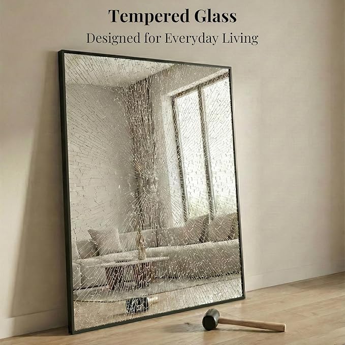 40"x30" Black Bathroom Mirror for Wall, Metal Framed Vanity Mirror Over Sink