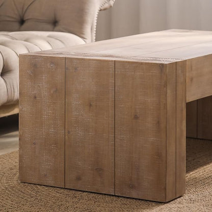 49" Rustic Wood Coffee Table,Modern Farmhouse Rectangular Table for Living Room