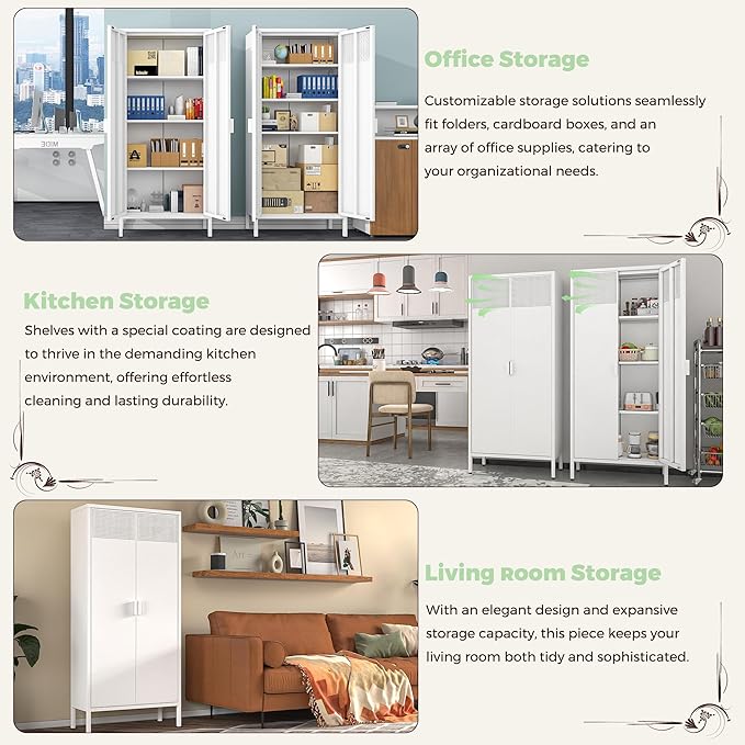 COFaR 4 Tier Black Metal Storage Cabinet, Free Standing