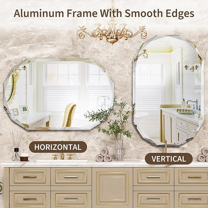 Suidia Bathroom Mirror, Frameless Bathroom Mirror