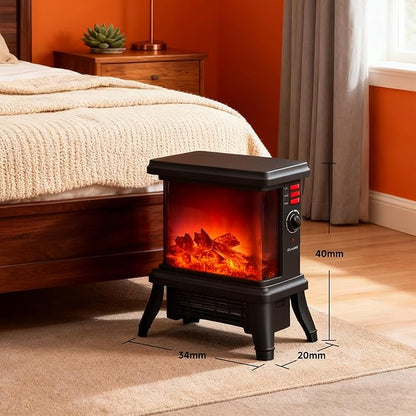 18 inch Panoramic Window with 1500W/1650W Electric Wood Fireplace Flame Effect