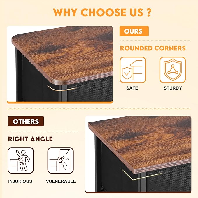 Curved Profile Dresser for Bedroom, Chest of Drawers, 9 Storage Drawers