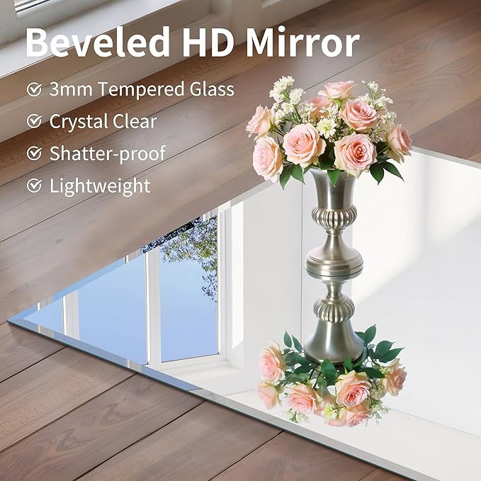 CILIBER Beveled Bathroom Mirror, 40x48 Inch Large Frameless Mirrors