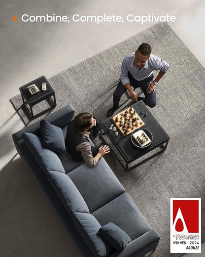SONGMICS Home LUIZ Collection - Ottoman Footstool, Rectangle Ottoman, Vanity Chair Stool, Footrest, Reversible Top, Side Table, Max. Load 660 lb, Bedroom Living Room Entryway, Ink Black ULOM079B01