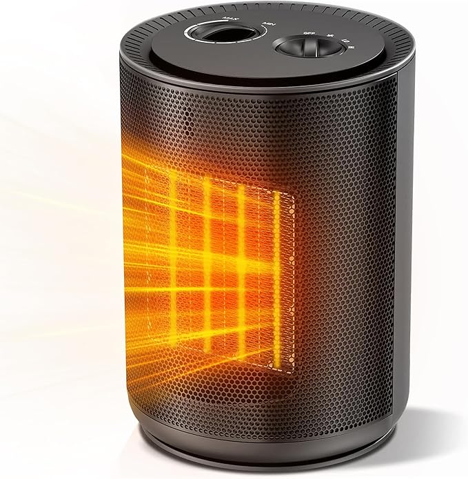 Portable Ceramic Space Heater w/Thermostat, 1500W Indoor Electric Mini Heater