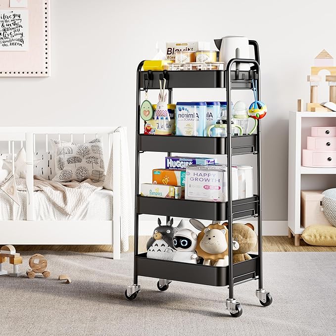 TOOLF 4-Tier Metal Rolling Cart