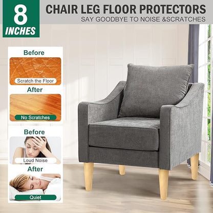 FoDau770 Rubber Wood Furniture Legs 8 Inches, Straight Tapered Wood Feet Mid Century Sofa Legs Set of 4, 5/16" UNC Furniture Feet Replacement Parts for Cabinet Couch Dresser Chair Ottoman Table