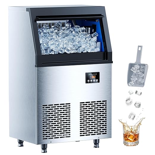 Coolski 150 lbs/24H Commercial Ice Maker Machine, 45 Cubes/6mins, 35 lbs Ice