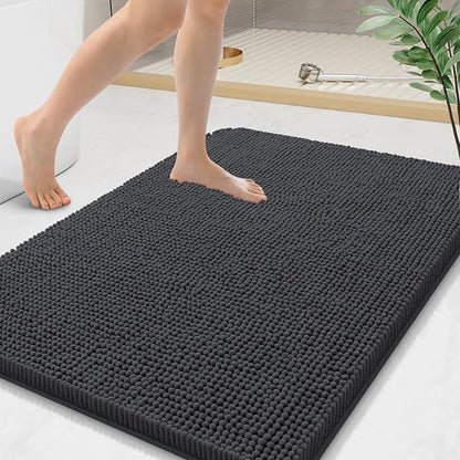Arotive Bathroom Rugs 36x24, Extra Soft Absorbent Shaggy Chenille Bath Rugs, Machine Washable Rubber Backing Non-Slip Bath Mats for Bathroom Floor Tub and Shower, Home Decor Accessories, Dark Grey