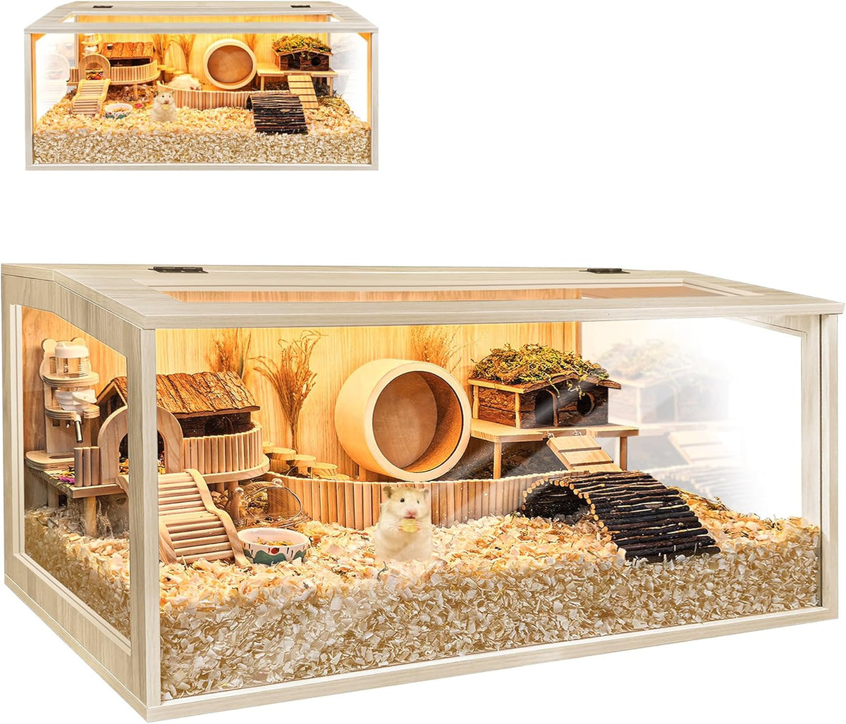 Hamster Cage Chewproof, Large Hamster Cages and Habitats, Openable Top with Acrylic Sheets, Solid Built