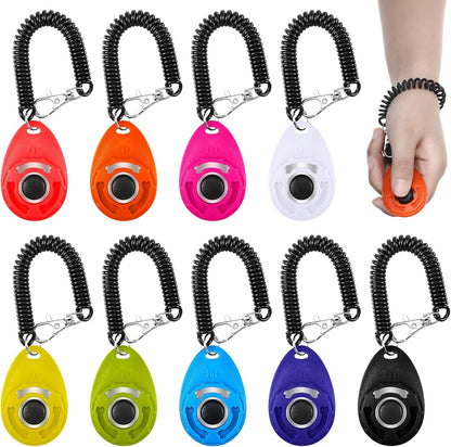 Frienda 9 Pieces Dog Training Clicker with Wrist Strap Pet Behavioral Training Clicker for Dogs Cats Birds Horses(Water Drop Style,Multicolor)