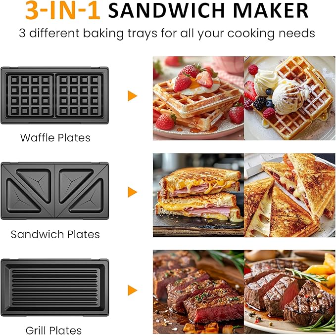 Sunvivi Sandwich Maker Panini Press: Waffle Maker