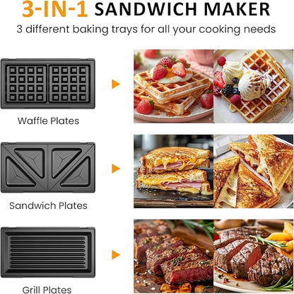 Sunvivi Sandwich Maker Panini Press: Waffle Maker