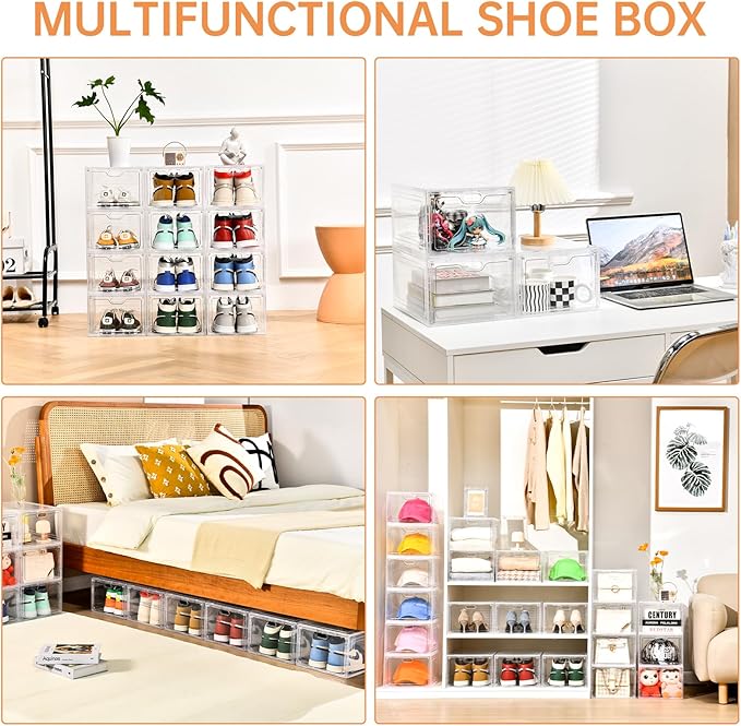 6 Pack Large Shoe Storage Box, Shoe Containers