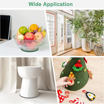 30-Pack Lamp Base Felt, 5 Inch Dia. 2mm Thick Self Adhesive Round Fabric Felt Pads for Lamp/Furniture/DIY, Non-Slip Fiber Backed Patch Circles with Adhesive Backing [Green]