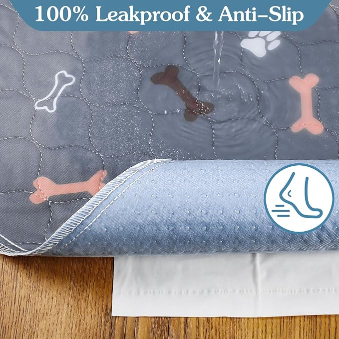 Washable Pee Pad for Dogs, 2 Pack Large Reusable Puppy Pads, 41"x41" | Super Absorbent, Waterproof & Leakproof, Non-Slip Bottom, Machine Washable, For Floors, Beds, Couches, Crates, Carpets, Cars