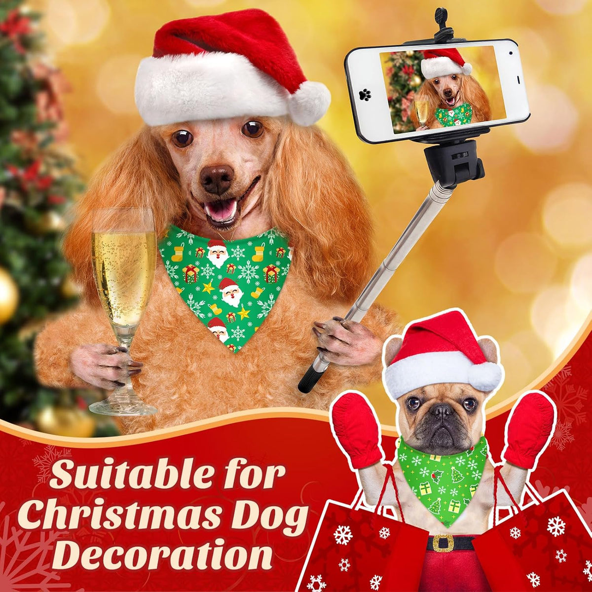 200 Pcs Christmas Dog Bandanas Bulk Xmas Bandanas for Dogs Red and Green Triangle Kerchief Bibs Scarf Set for Puppy Small Medium Large Pets Costume Photo Props Accessories Pet Shops, 25 Styles