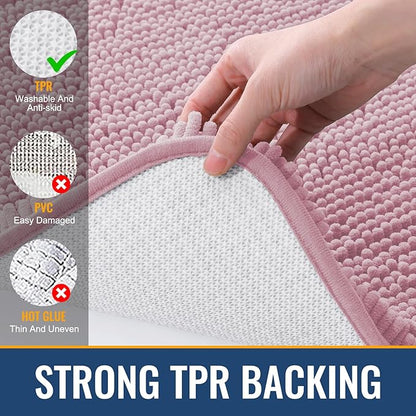 Arotive Bathroom Rugs 30x20, Extra Soft Absorbent Shaggy Chenille Bath Rugs, Machine Washable Rubber Backing Non-Slip Bath Mats for Bathroom Floor Tub and Shower, Home Decor Accessories, Dusty Rose