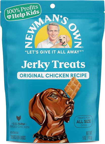 Newman's Own Jerky Treats for Dogs - Original Chicken Recipe | Made with US Farm-Raised Chicken | Grain Free | High in Protein | 5 oz Bag (Pack of 6)