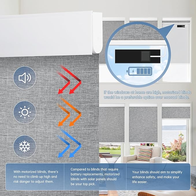 DENFOON Motorized Blinds with Remote Control, Custom Blackout Electric Smart
