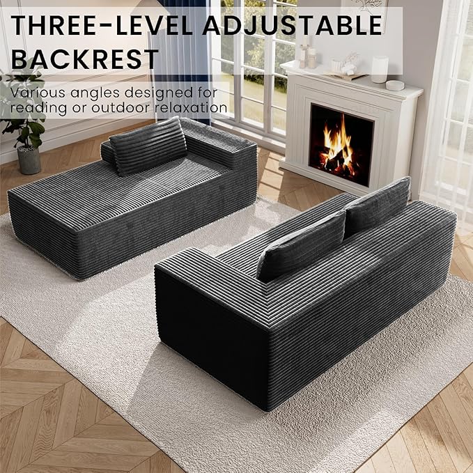 105.5" Modular Sectional Sofa L-Shape, Modular Cloud Sofa with Deep Seat for Living Room Bedroom, Upholstered Couches No Assembly Required (Gray Right Facing Chaise)