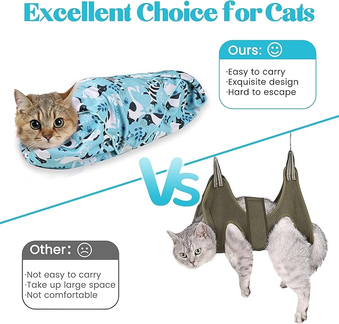 27.6" Cat Grooming Wrap, Cat Wrap for Cutting Nails, Anti-Scratch, Anti-Escape Calming Packaging, Cat Swaddle Wrap, X-Large