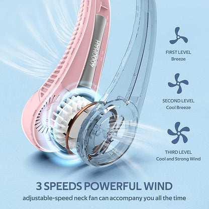 Portable Neck Fan, Hands Free Bladeless Fan, 360° Cooling Personal Fan