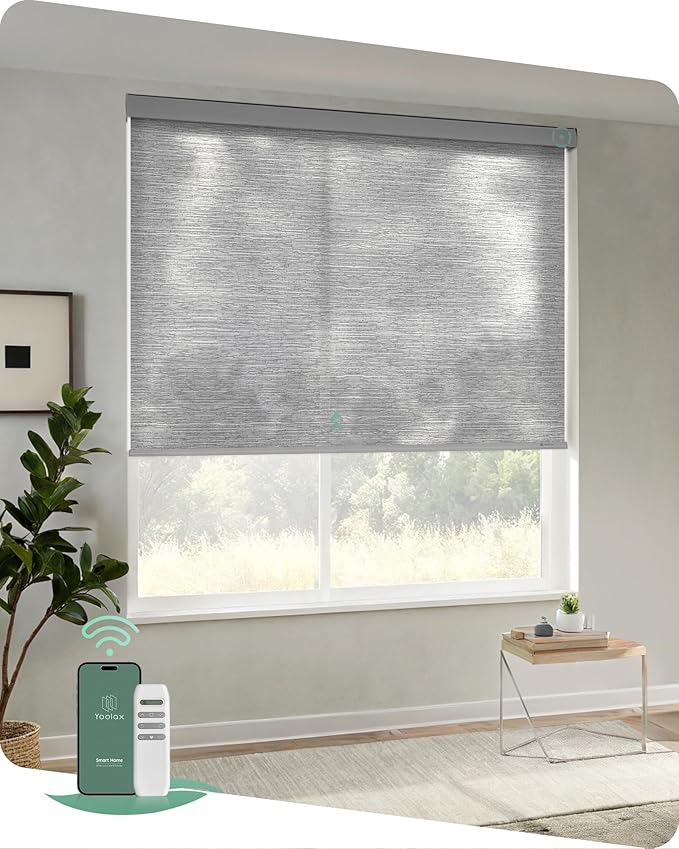 Yoolax Motorized Blinds with Remote, Light Filtering Remote Shades