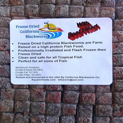 Aquatic Foods Inc. Freeze Dried California Blackworms with Color Enhancing Bits for Discus, Cichlids, California Farmed & Freeze Dried, NOT Imported from Mexico...100grams