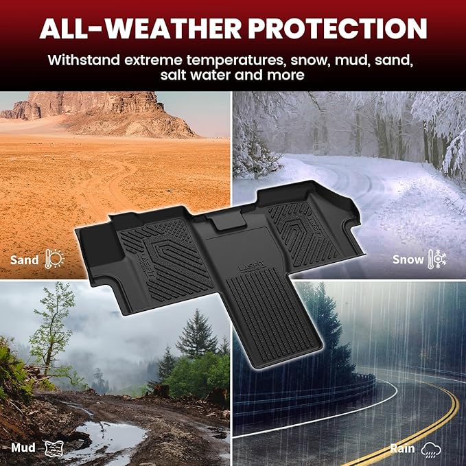 LASFIT Floor Mats for 2018 2019 2020 2021 2022 2023 2024 2025 Dodge Ram Promaster 1500 2500 3500, All Weather TPE Custom Fit Car Mats Floor Liners 1st Row Only, Black