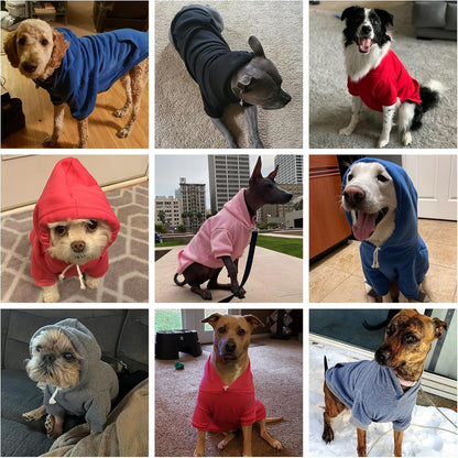 KOOLTAIL Basic Dog Hoodie - Soft and Warm Dog Hoodie Sweater with Leash Hole and Pocket, Dog Winter Coat, Cold Weather Clothes Sweatshirt for Small Medium Large Dogs Puppy Cat Boys Girls Blue M