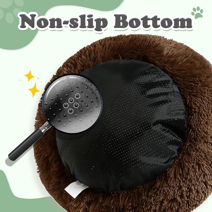 JOLLYVOGUE Dog & Cat Bed, Calming Anti-Anxiety Pet Bed for Small Dogs, Fluffy Donut Cushion for Small and Medium Pets (20")