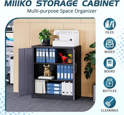 MIIIKO Metal Storage Cabinet, Base Cabinets 2 Door, Steel Storage Cabinets
